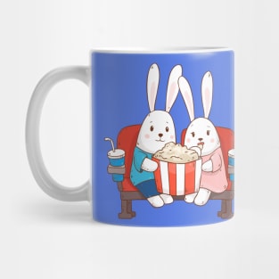 Bunnies Movie Night Art Print Mug